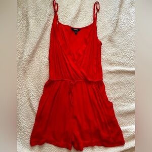 Express lipstick red shorts romper adjustable straps comfy summer outfit
